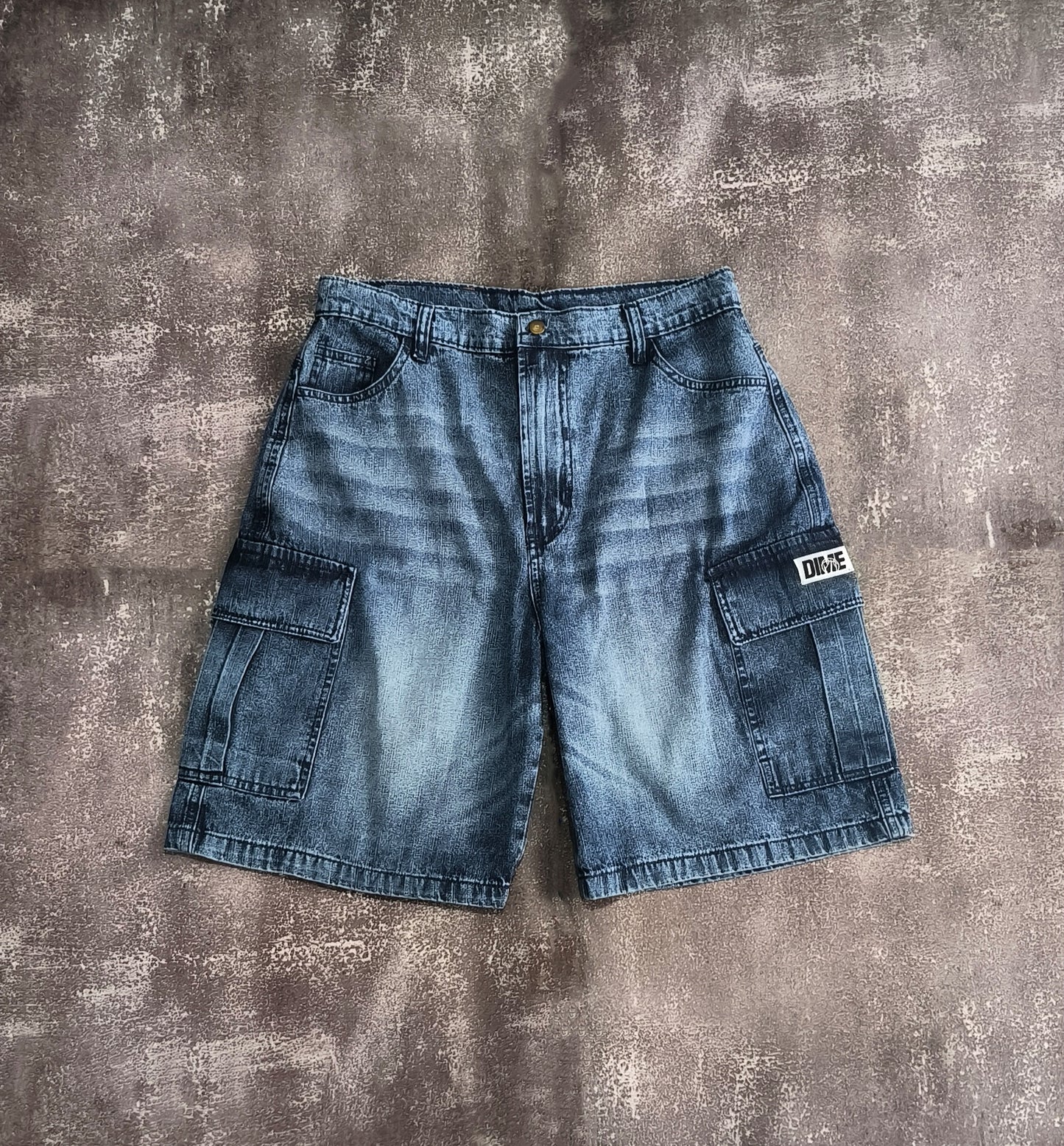 Dime- Cargo Jorts (Washed Denim)