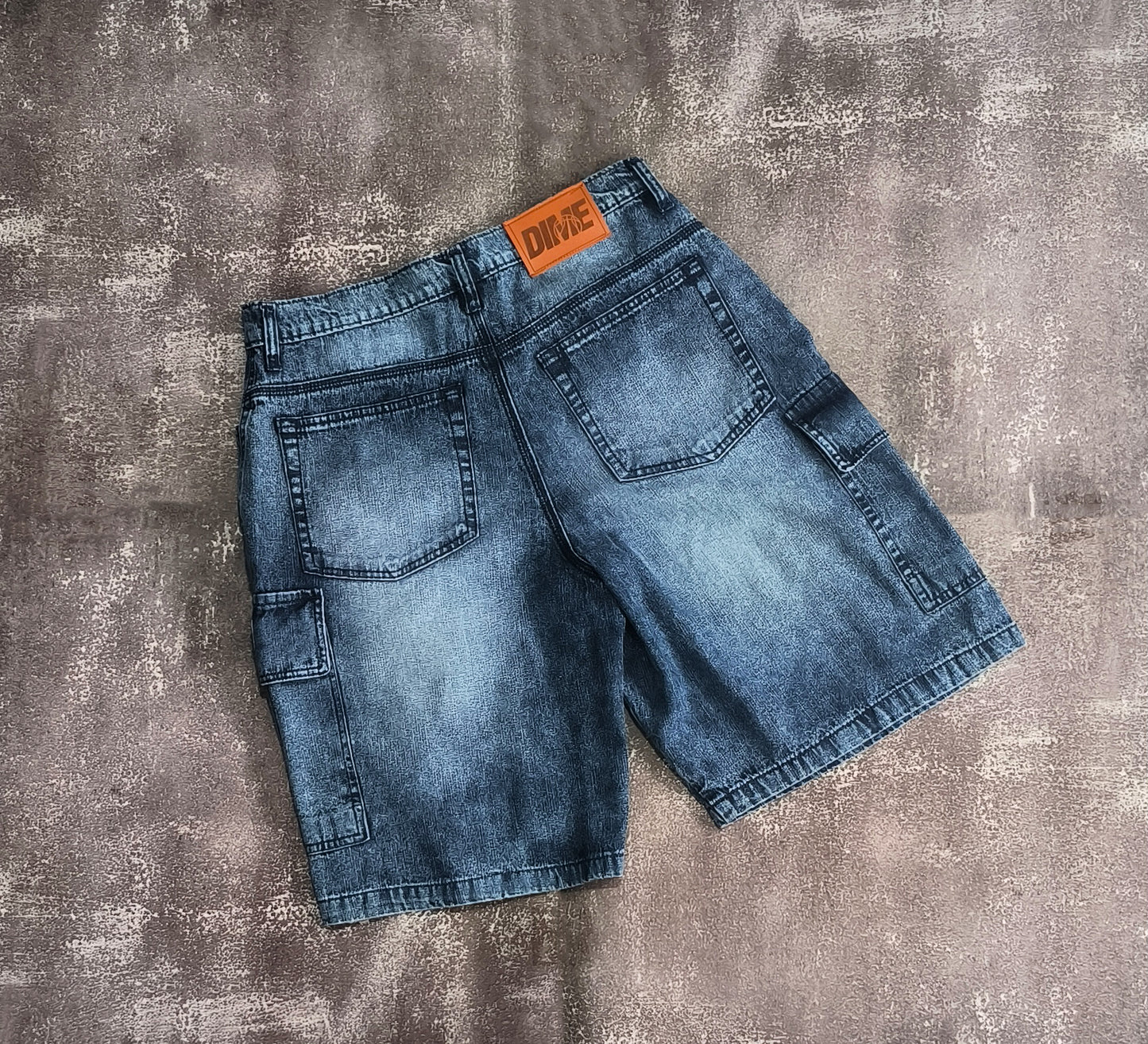 Dime- Cargo Jorts (Washed Denim)