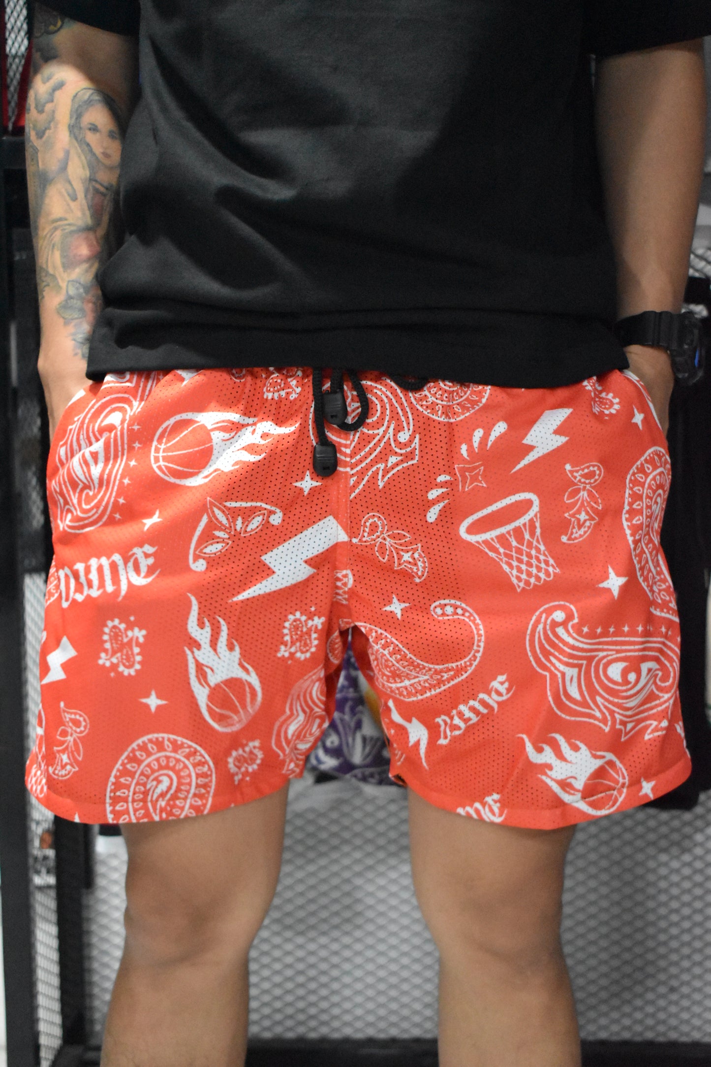Dime - Paisley Hoops (Mesh Short - Blk, Red, Blue)